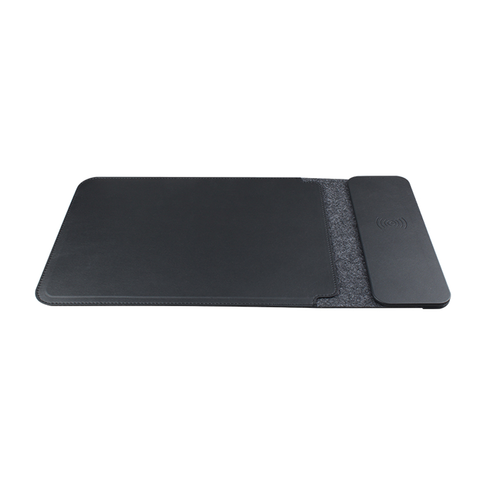 OEM ODM Portable 3 In 1 Luxury Textured Leather Wireless Charger Mouse Pad and Laptop Bag Storage Sleeve for iPads (MH-D89)