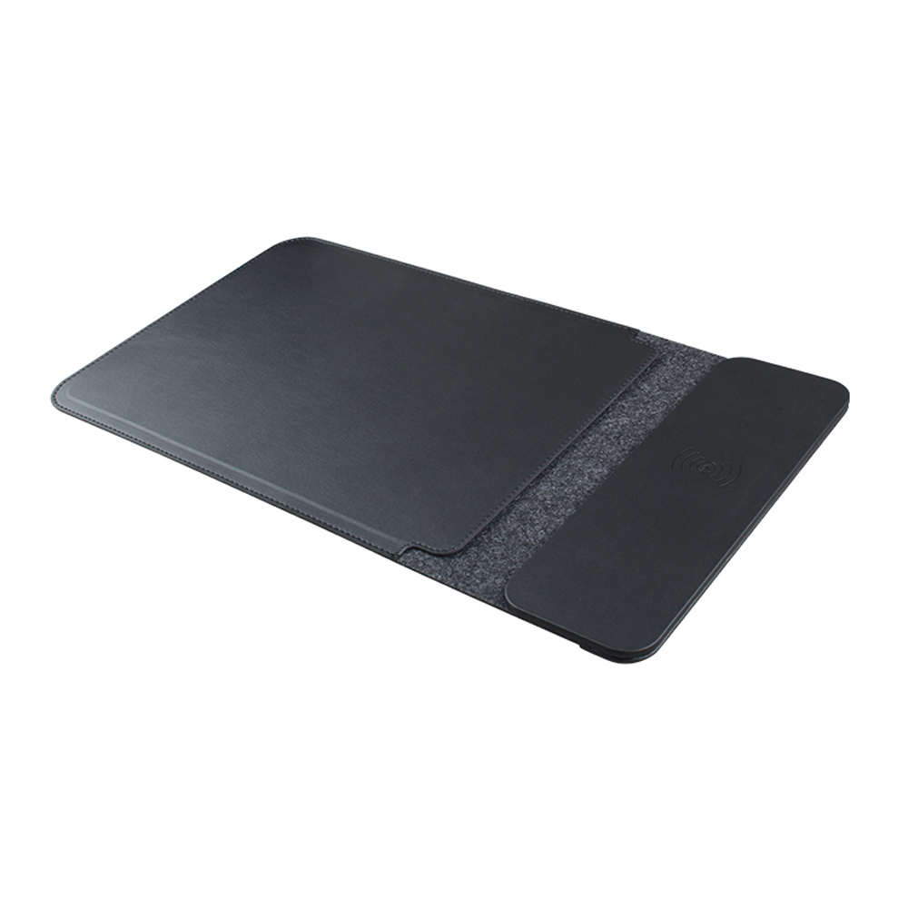 OEM ODM Portable 3 In 1 Luxury Textured Leather Wireless Charger Mouse Pad and Laptop Bag Storage Sleeve for iPads (MH-D89)