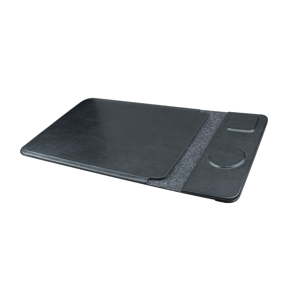 Tappetino per mouse e custodia per laptop con caricabatterie wireless magnetico 4 in 1 con pelle PU personalizzabile per la ricarica del telefono e degli auricolari (MH-D89B)