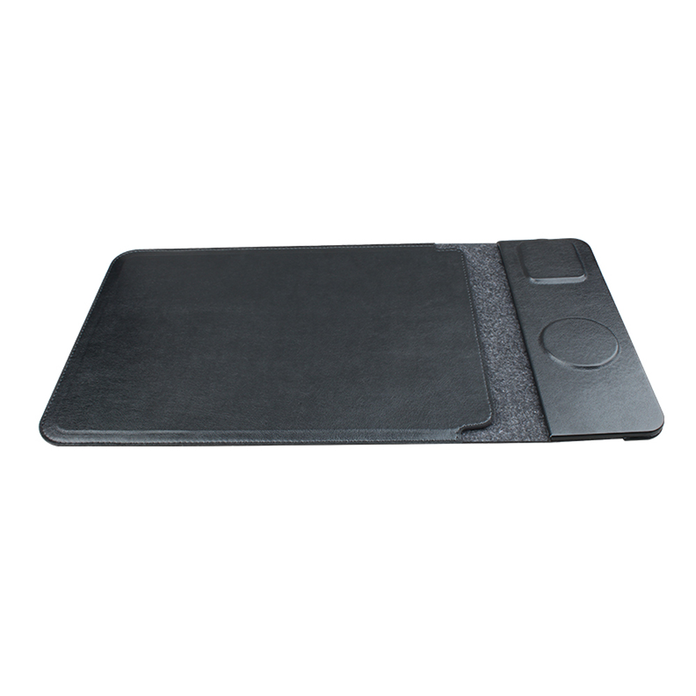 Tappetino per mouse e custodia per laptop con caricabatterie wireless magnetico 4 in 1 con pelle PU personalizzabile per la ricarica del telefono e degli auricolari (MH-D89B)