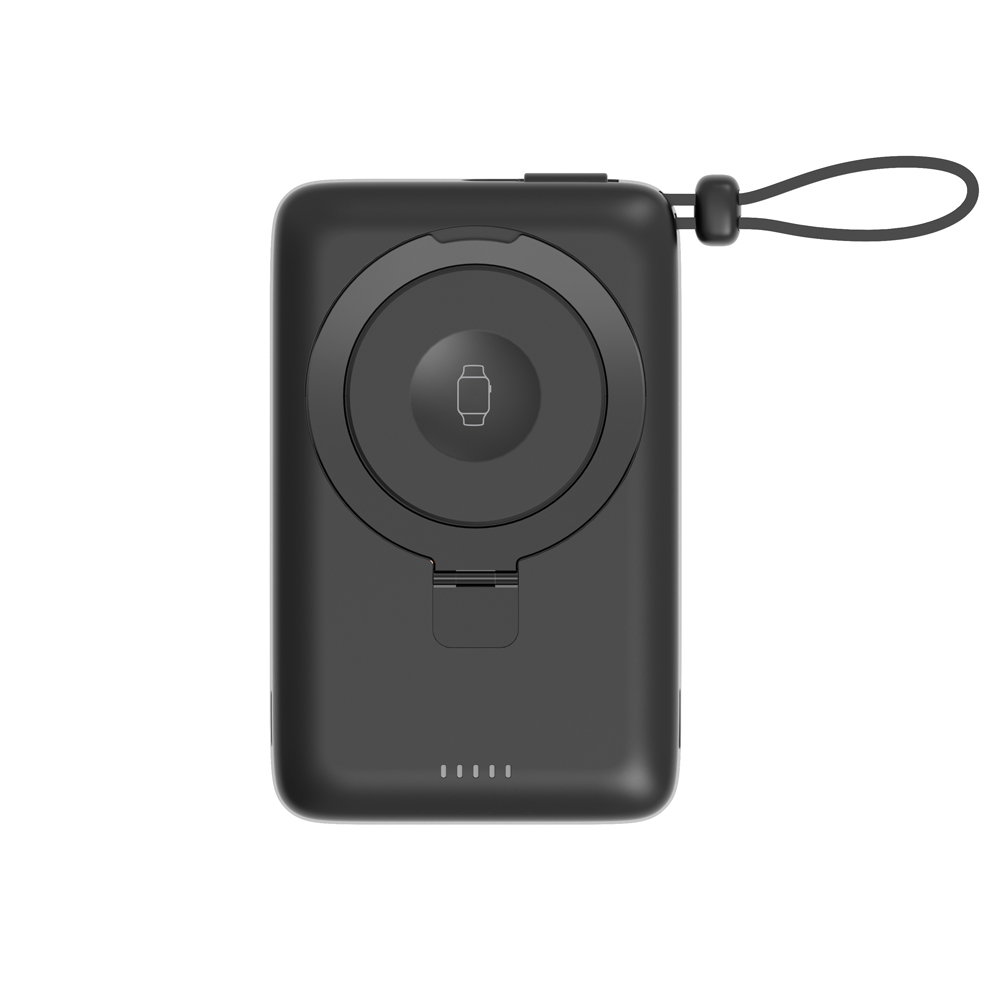 Πολυλειτουργικό Magnetic MagSafe Wireless Power Bank 10000 mAh με πτυσσόμενη βάση στήριξης τηλεφώνου και ενσωματωμένα καλώδια για φόρτιση όλων των συσκευών (MH-P80)