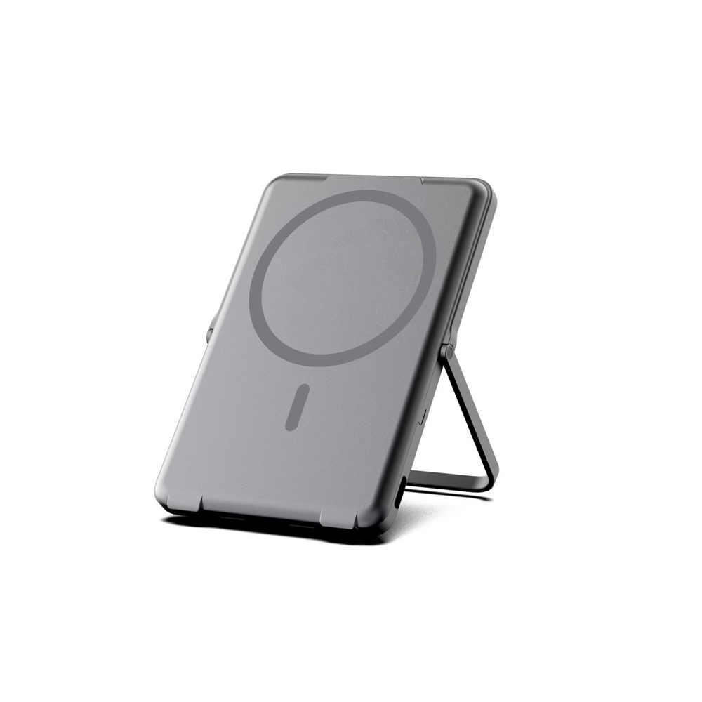 可折叠铝合金 5000mAh 磁性 MagSafe 无线充电器移动电源带 PD20W 快速有线充电和手机支架 (MH-P22B)