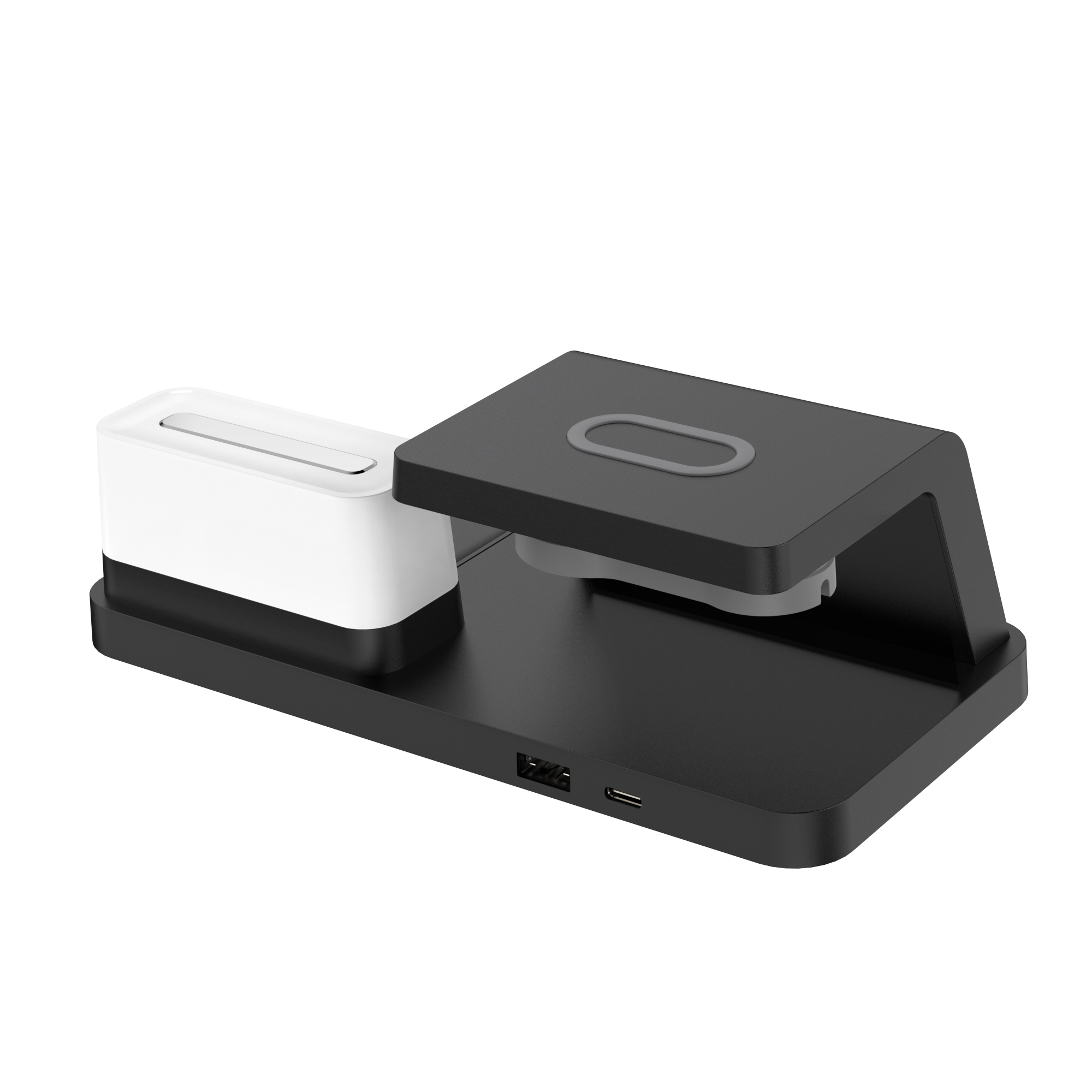 Precio competitivo Estación de reloj despertador de carga inalámbrica multifuncional de 15 W con luz LED de 7 colores y puerto USB adicional para cargar Apple Watch (MH-D70)