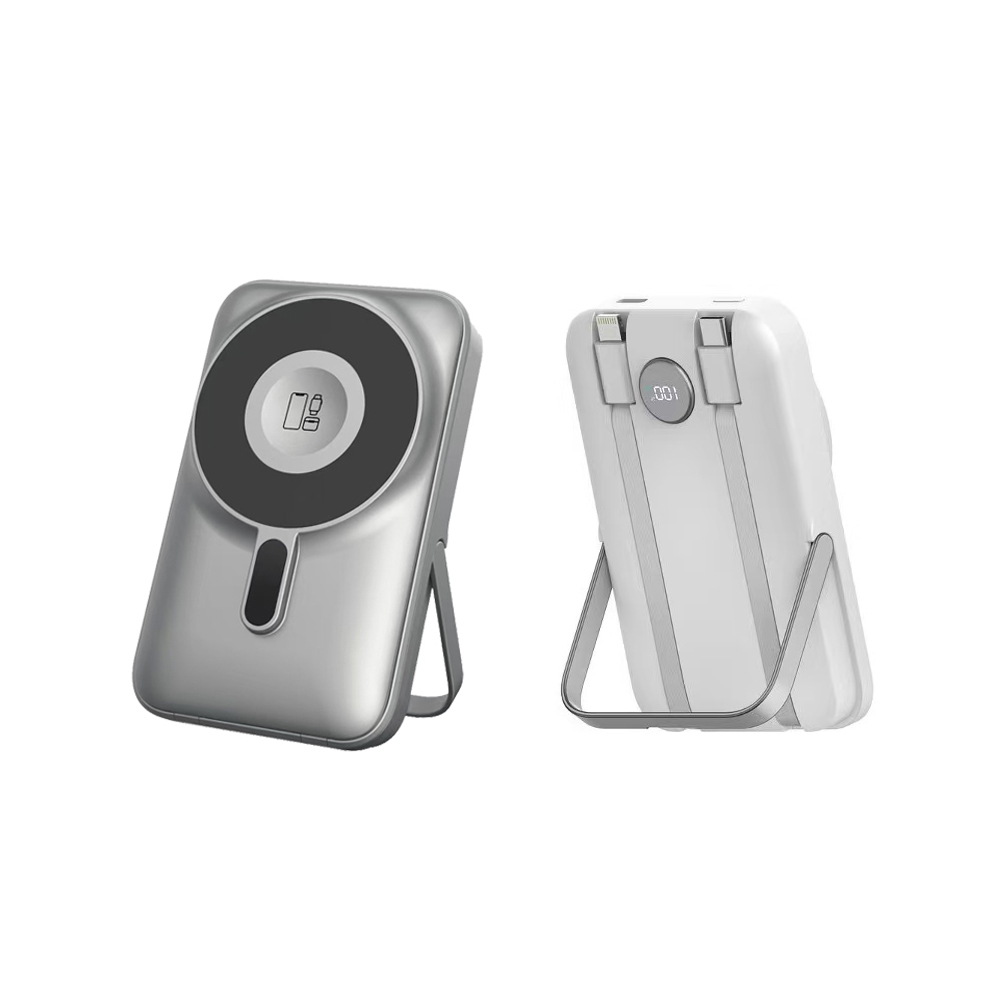 带有内置电缆和LED数字电源显示器（MH-P72）的高容量10000mAh磁性可折用无线充电器电源库（MH-P72）