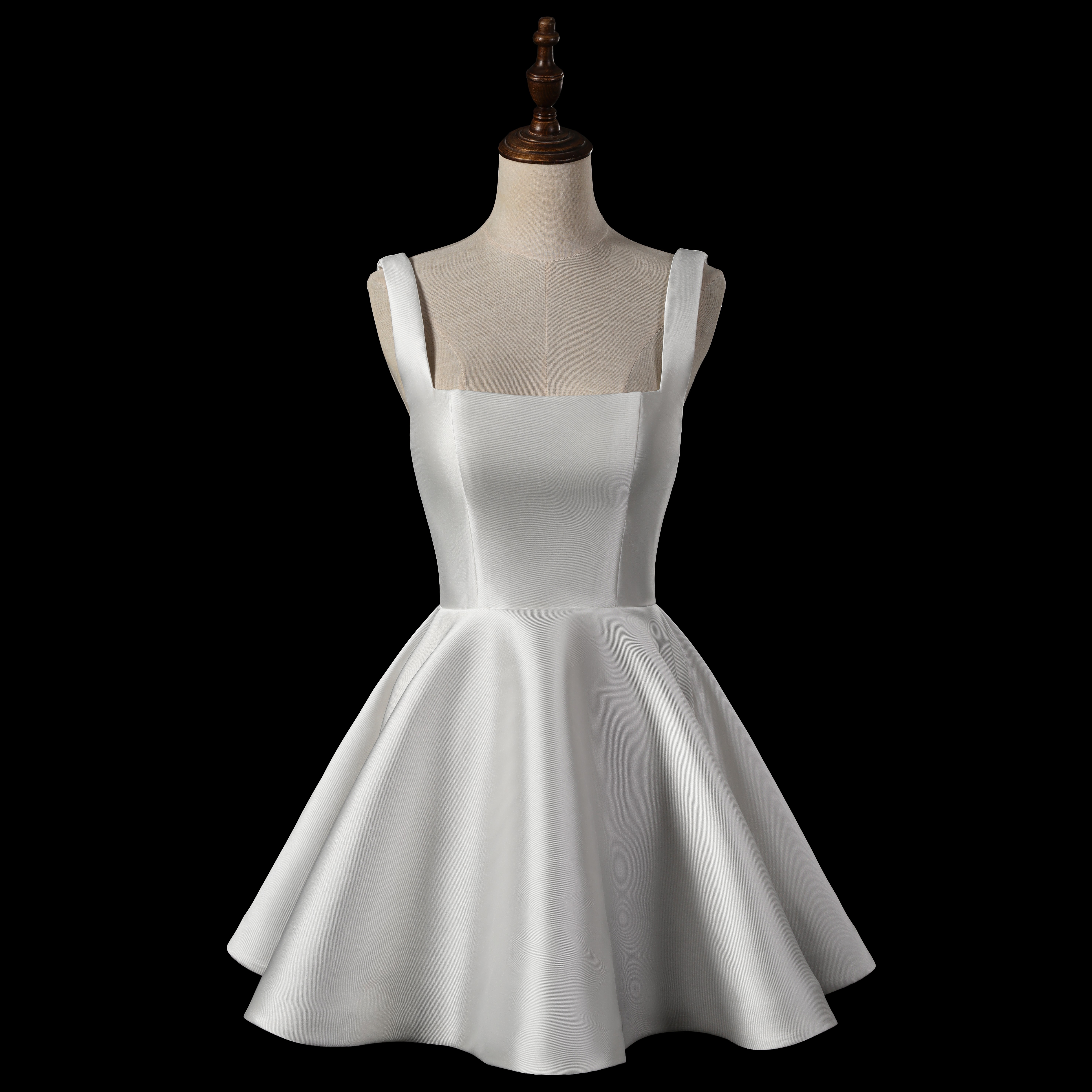 Simple Satin Satin Short Bask Vestido de novia de satén