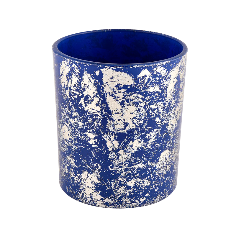 Wholesale white printing dust with bule glass candle jar for making supplier