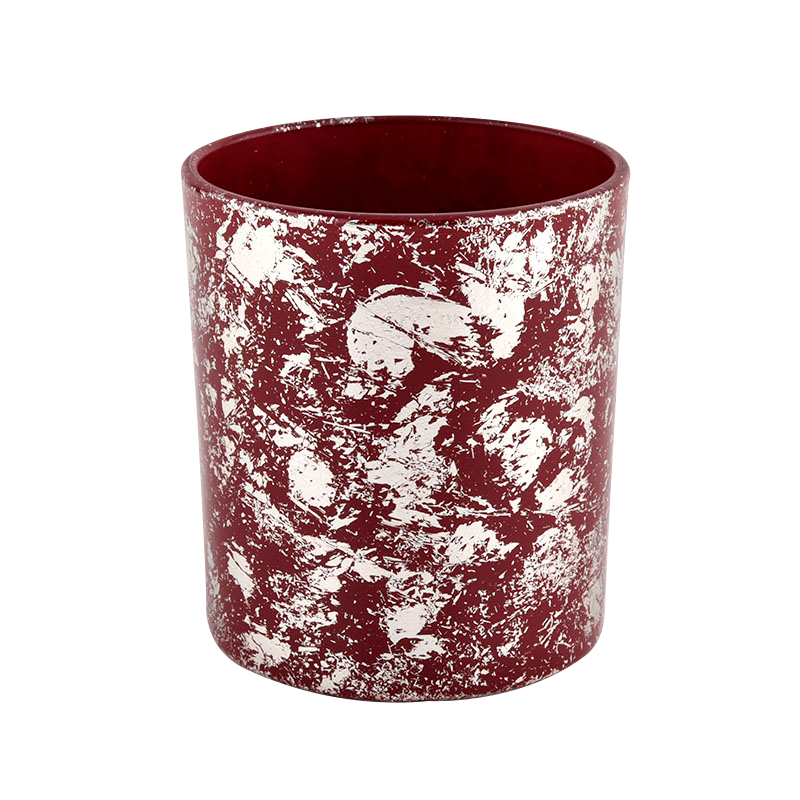 White printing dust and red glass jar candle vessel for gift in bulk