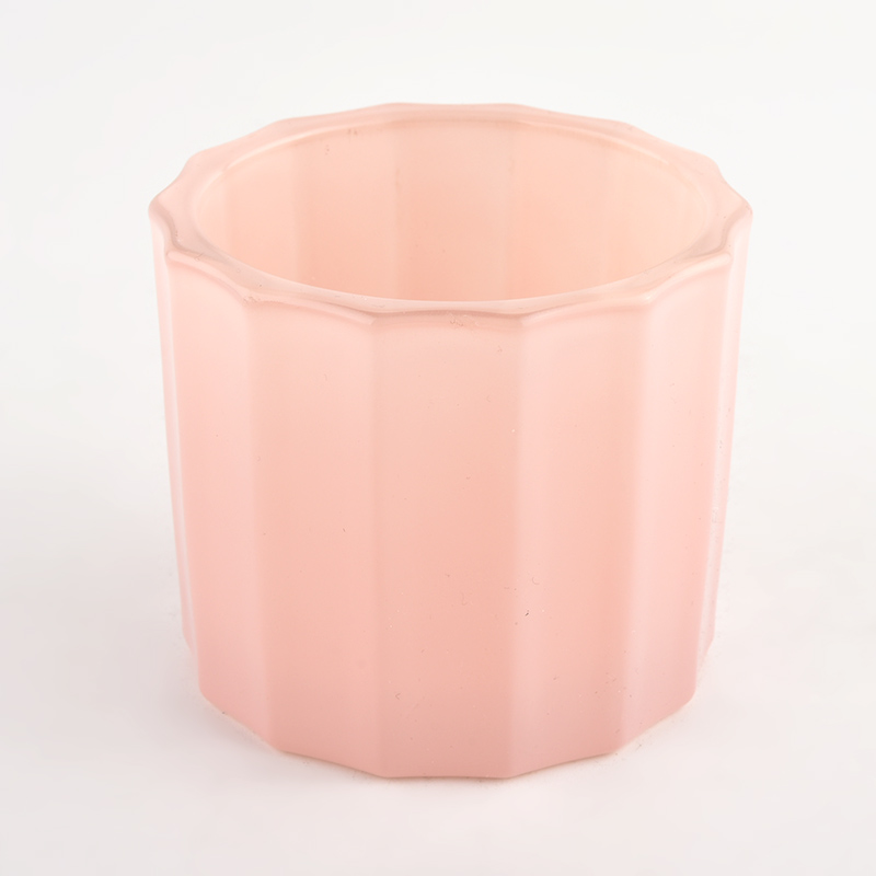 280ml pink vertical stripe glass candle jar wholesale