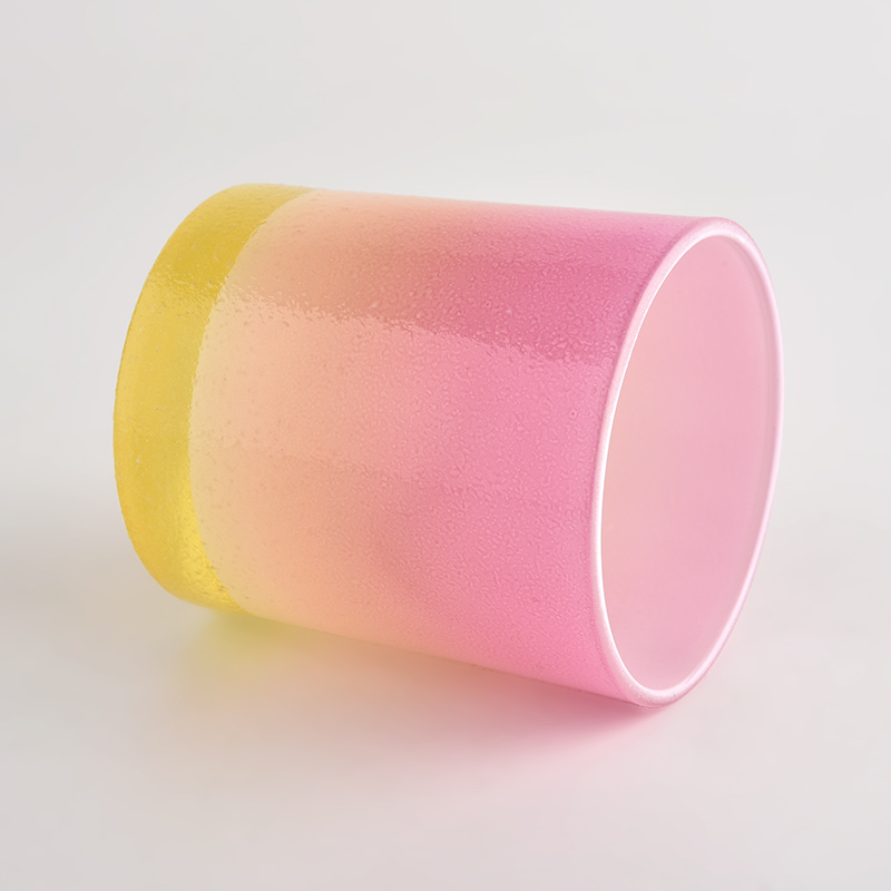 OEM luxury gradient pink glass candle jar solid candle holder