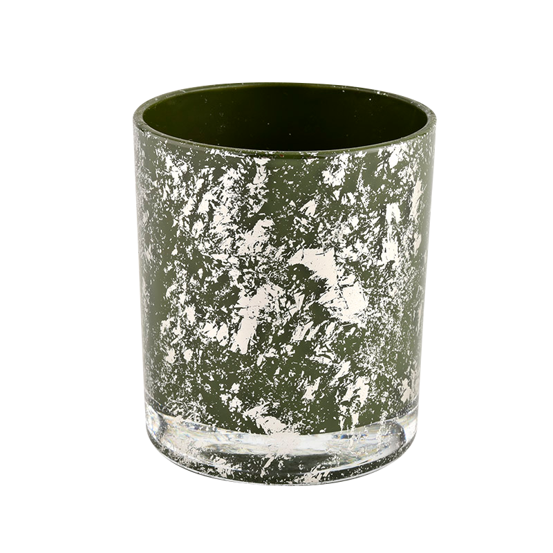 Wholesale home green glass candles container matte candle vessels for decorative