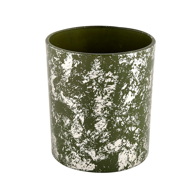 Custom wholesale Luxury gold green glass Empty Candle Jar Candle Vessel