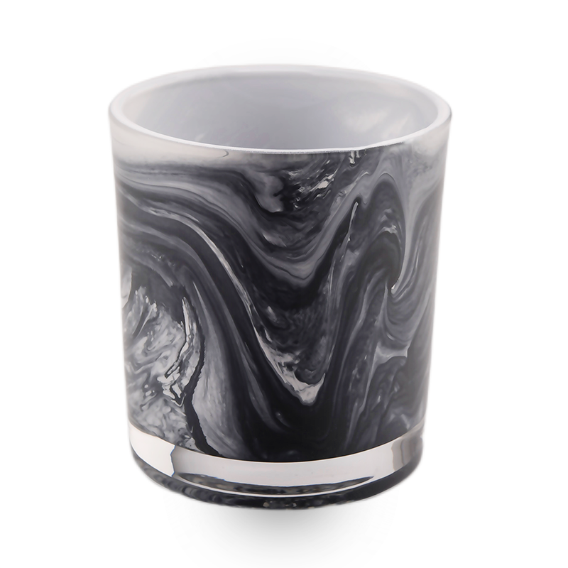 wholesale handmade design glass candle vessel black candle holder