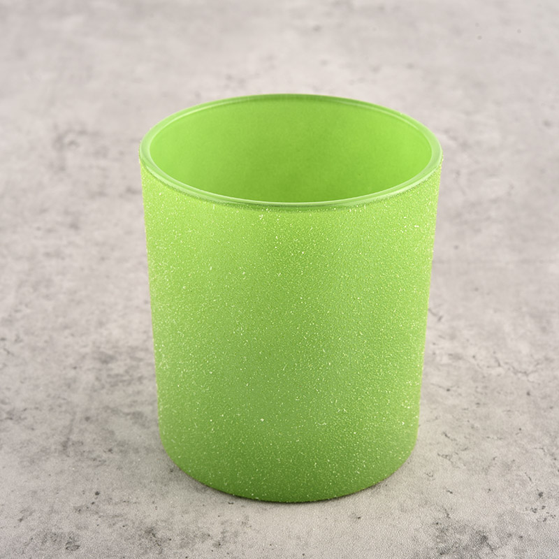 hot sale glass candle jar frost green glass jar for home decor