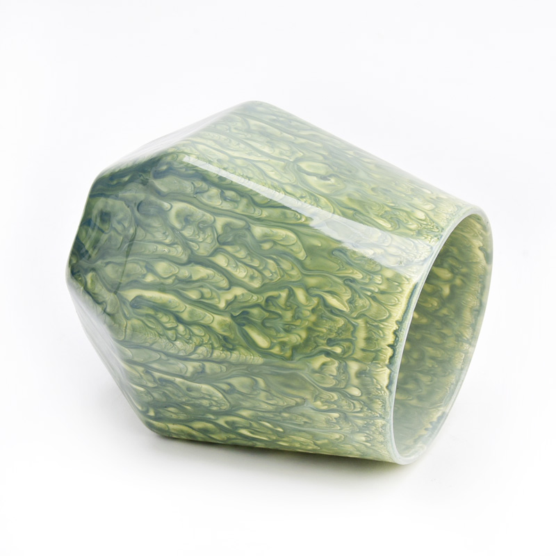 New design glass candle vessel polygon  glass jar for home decor