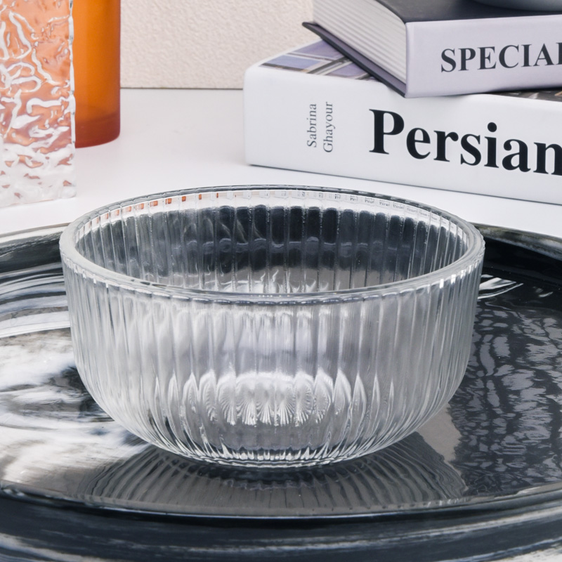 400ml stripe glass candle container clear candle vessel supplier