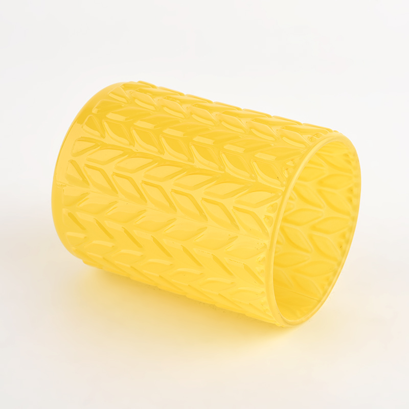 custom glass candle vessel with emboss pattern glass candle jar 8oz wholesale