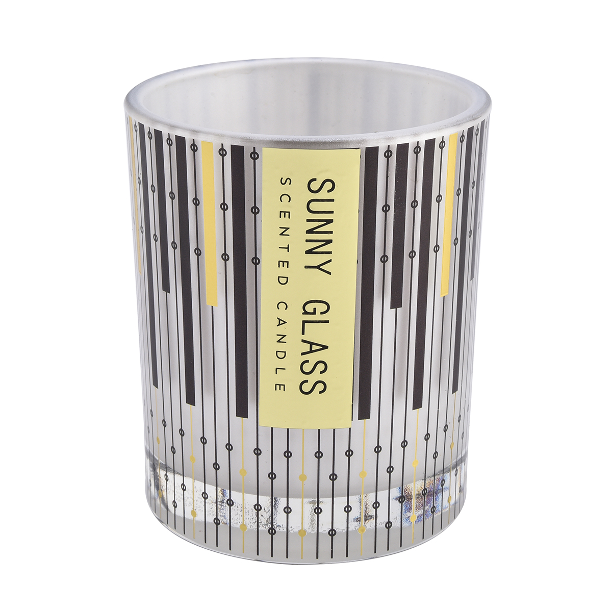 empty luxury glass candle vessels with line design wholesale