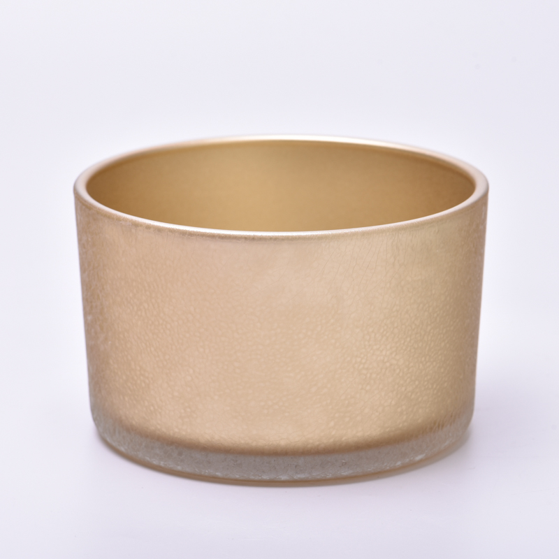 Matte Gold Glass Candle Vessel Jumbo Glass Candle Jars Wholesale
