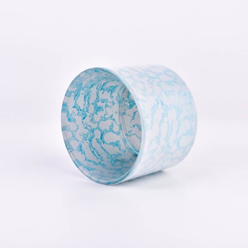 18oz glass candle jar customized pattern glass candle holder wholesale