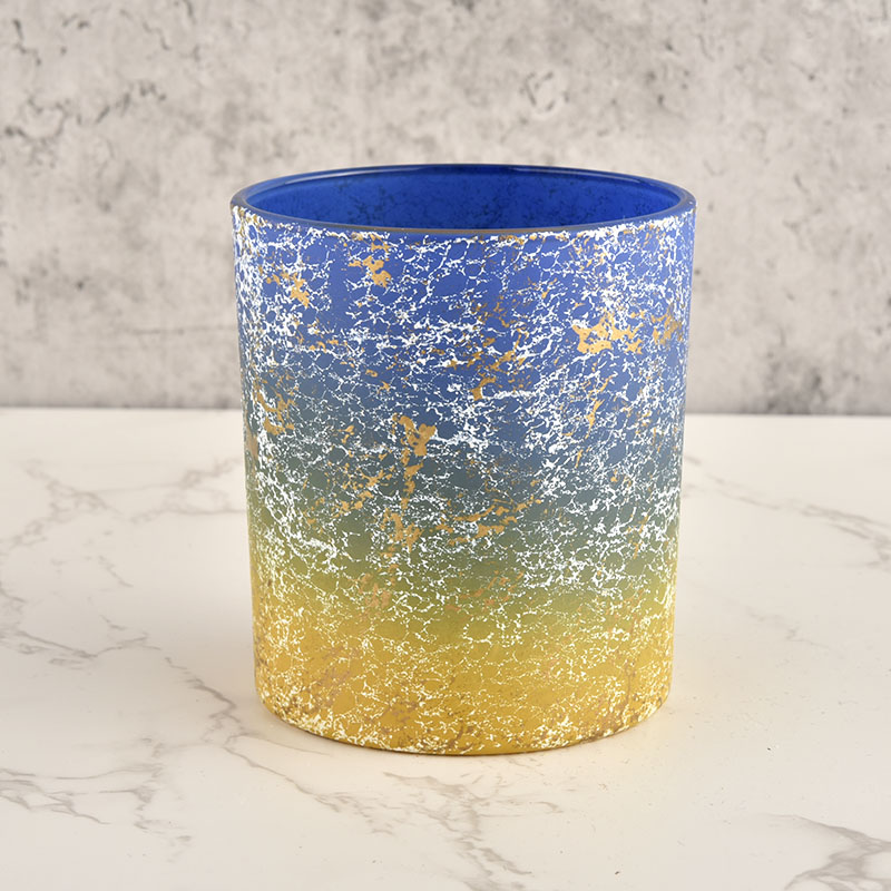 unique gradation color glass candle jar with home decor