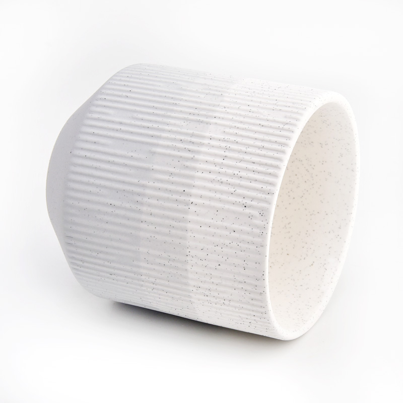 Wholesale surface textured candle container empty matte clay ceramic candle jar