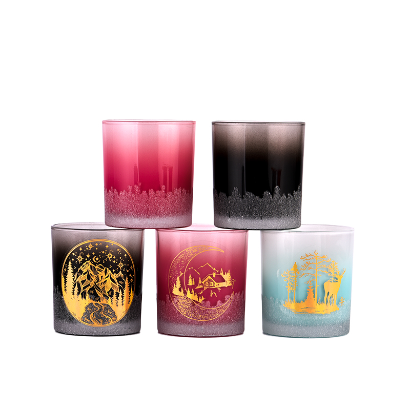 Christmas Decoration Glass Candle Holders Customized Color Glass Candle Jars Wholesale