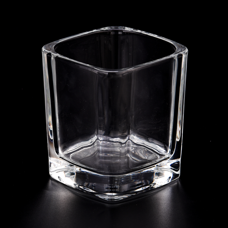 Square Glass Candle Holders 8oz Glass Candle Vessel Wholesale