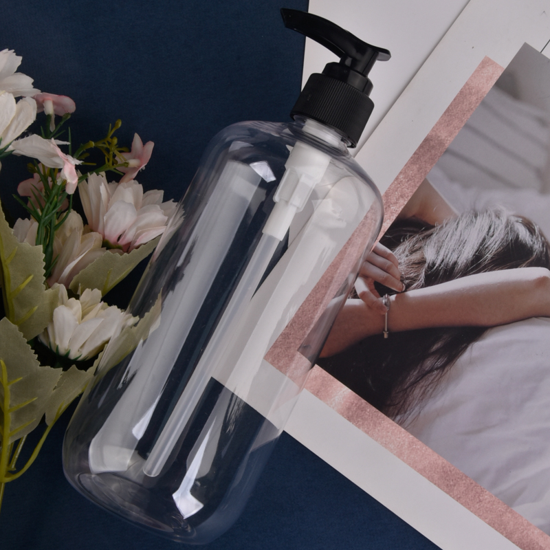 Custom 400ml Transparent Plastic PET Shampoo Bottle Hair Oil Bottle With Lotion Pump