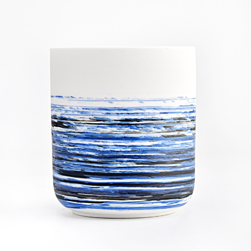 Brush Paint Ceramic Candle Vessels 10oz Scent Wax Ceramic Candle