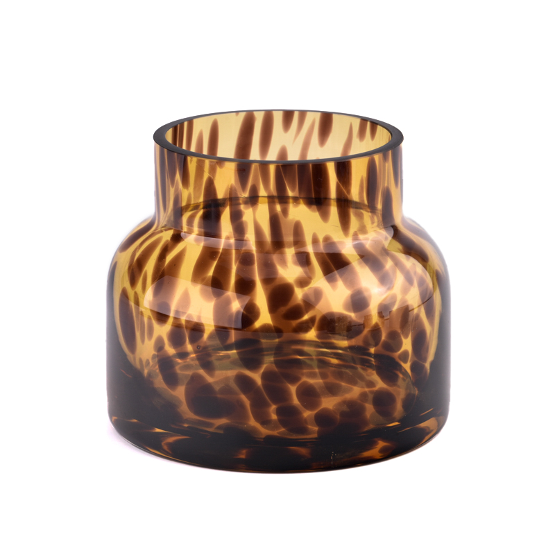 Luxury amber glass candle holder large capacity glass candle jars wholesale