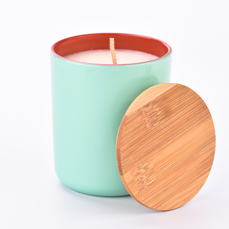 Wholesale Custom colorful style glass jar with round bottom Soy Wax candles gift