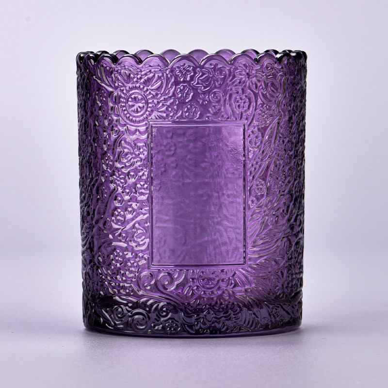 Popular Customized Embossed Glass Candle Holders For Decoration