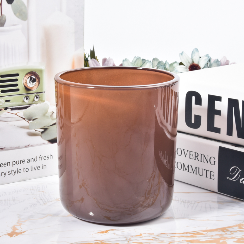 Amber Glass Candle Holders Customized 15oz Candle Glass