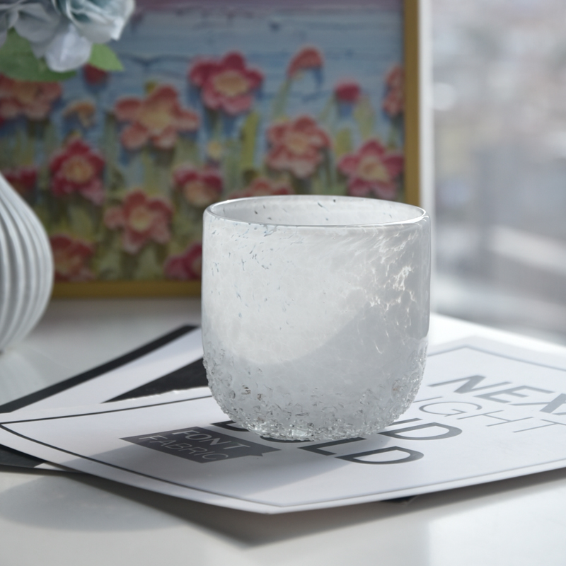Hand Made Glass Candle Jars 300ml White Glass Candle Holders Hand Made Glass Candle Jars 300ml White Glass Candle Holders