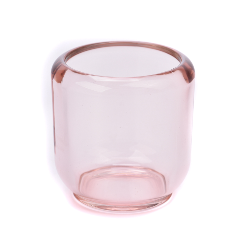 transparent pink glass jar 7oz glass vessles for candle making