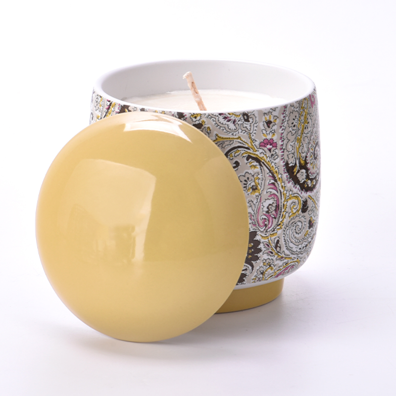 Wholesale Unique Luxury Ceramic Candle Vessel Jars with Ceramic Lid