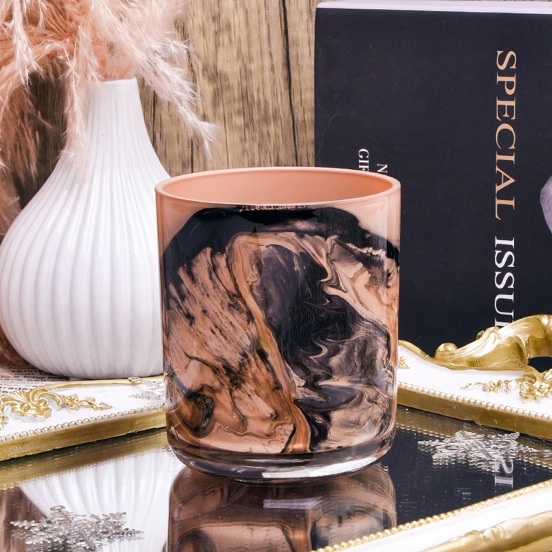 popular decorative glass candle jar custom pattern candle holder