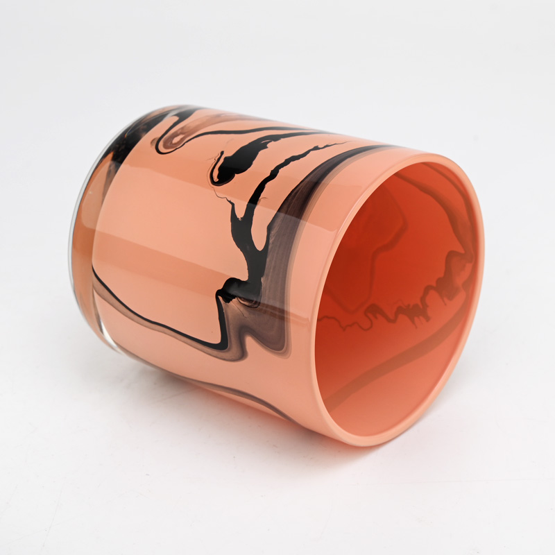 orange and black mixed 8oz glass candle vessel supplier