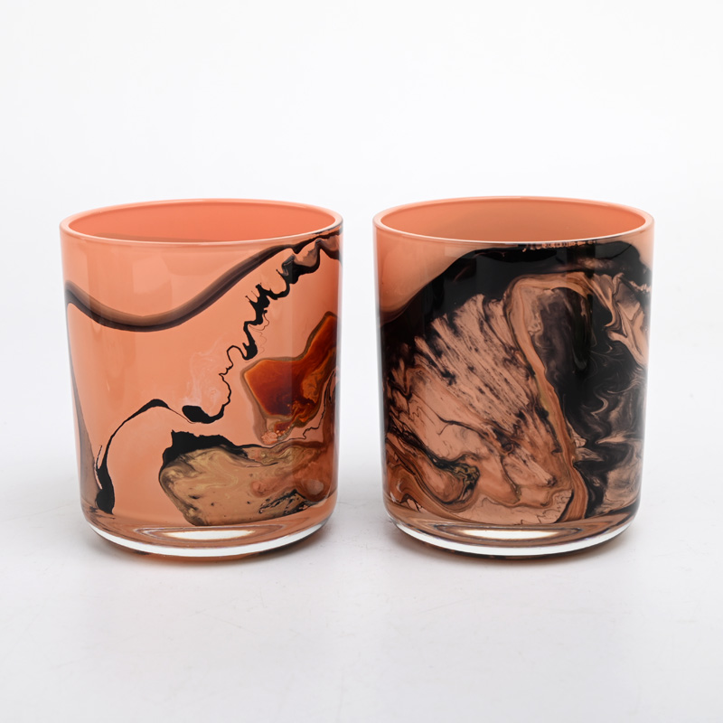 orange and black mixed 8oz glass candle vessel supplier