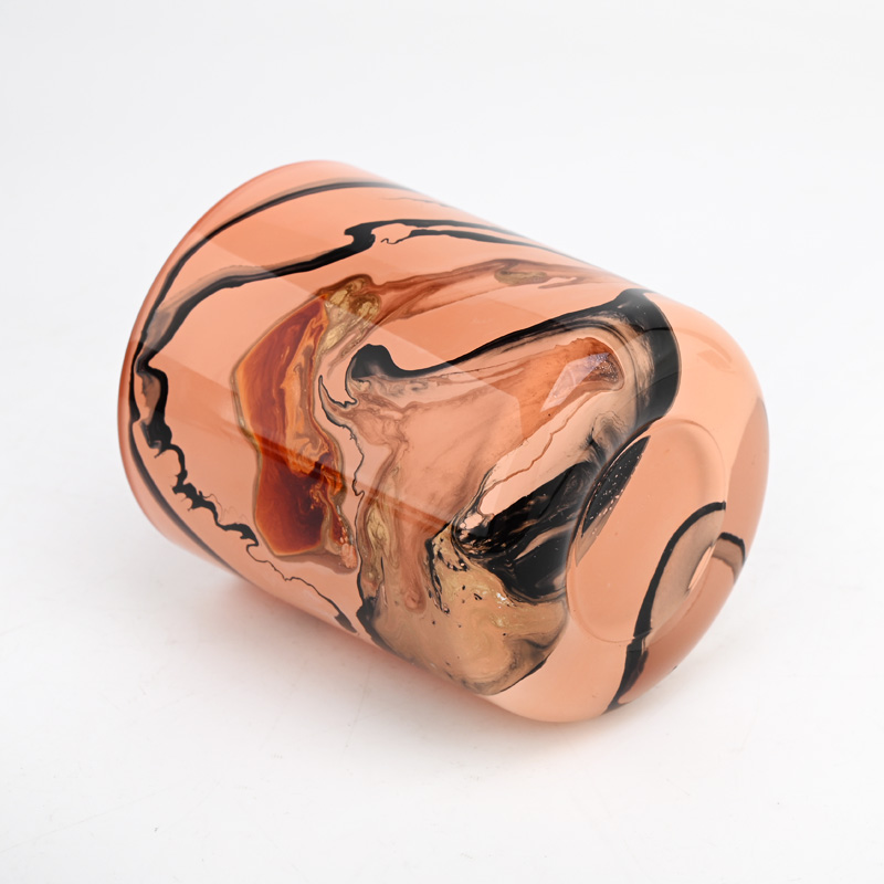 orange and black mixed 8oz glass candle vessel supplier