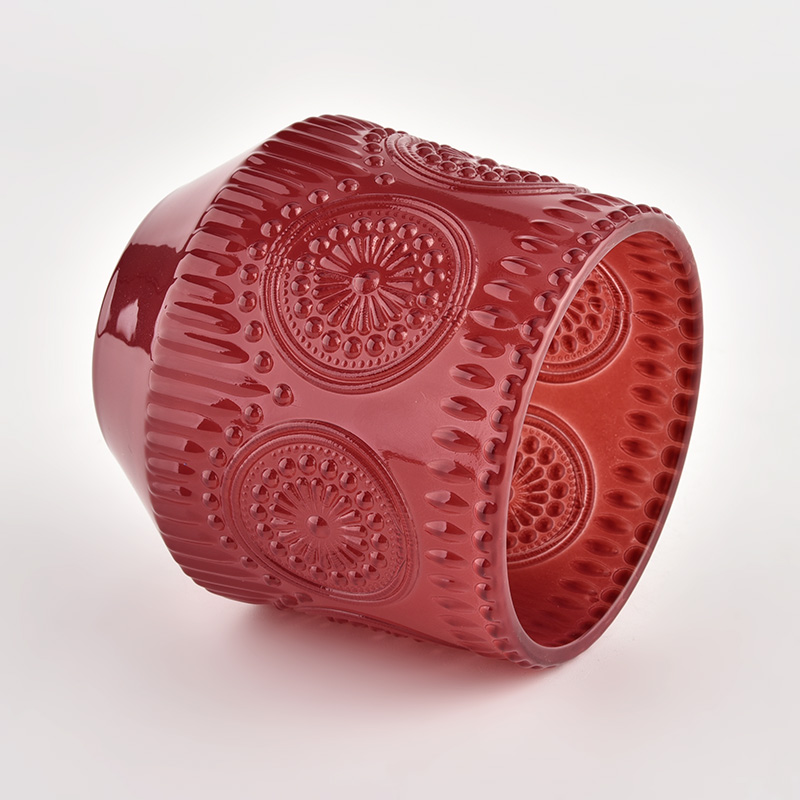 new design emboss glass candle jar for making