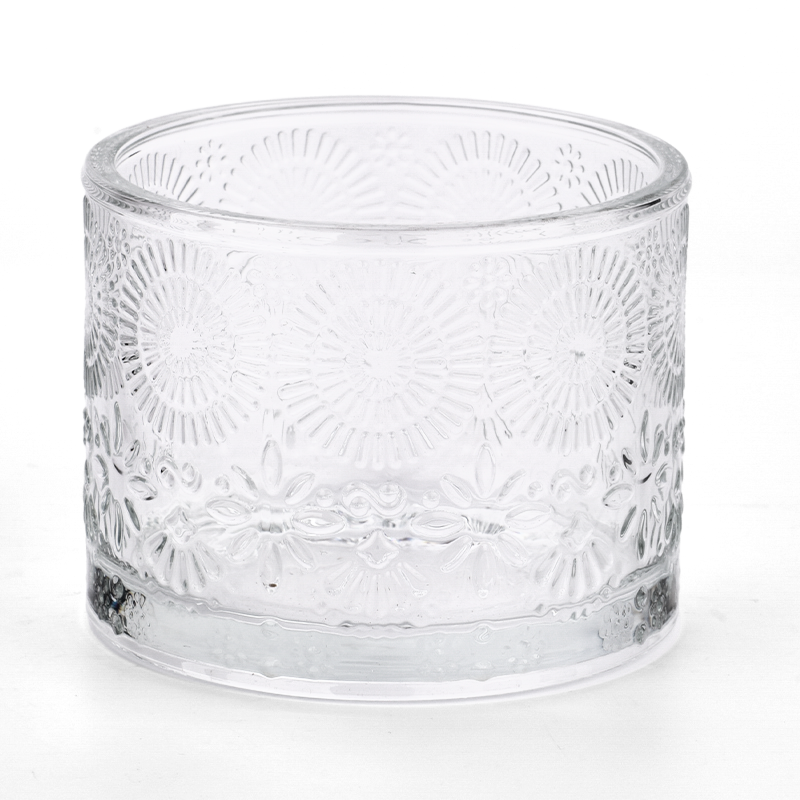 New Arrival Flower Pattern Glass Candle Jars Wholesale