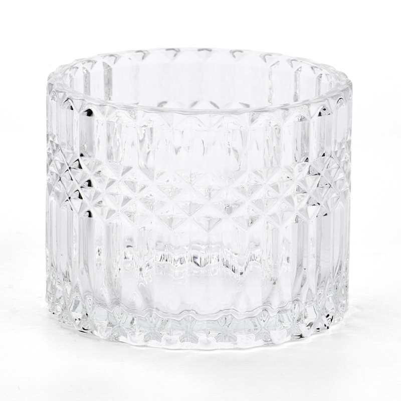 500ml Glass Candle Jars Embossed Glass Vessels for Candle Making