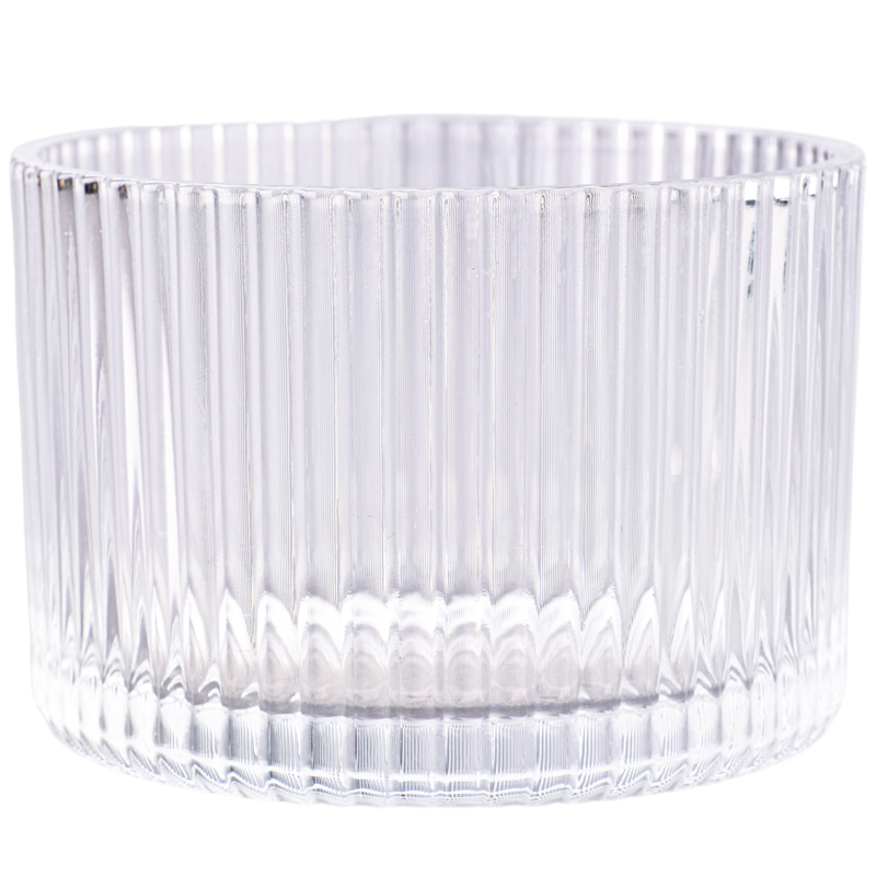 Luxury High Quality Stripe Glass Candle Vessels Ribber Glass Candle Jars For Decoration
