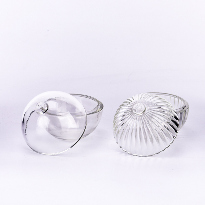 Unique round shape glass candle jar wholesale