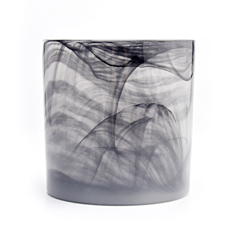 Luxury black glass candle jar with unique design wholesale
