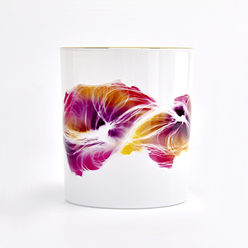 400ml Custom Printing Glass Candle Jars White Candle Glass Wholesale