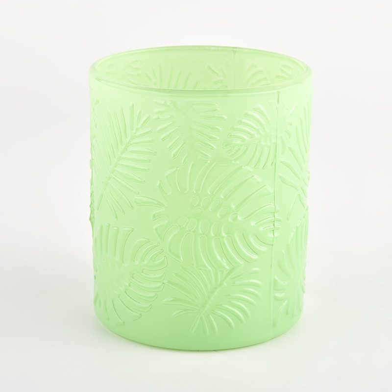 luxury green glass vessels for candles with decoration wholesale