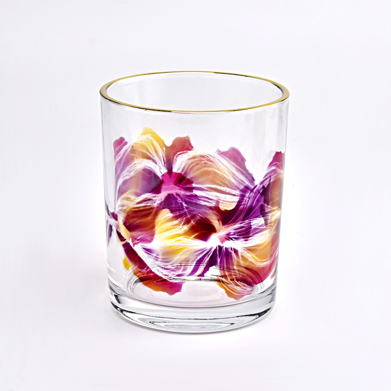 Private Label Glass Candle Jars Unique Printing Glass Candle Jar for Decoration