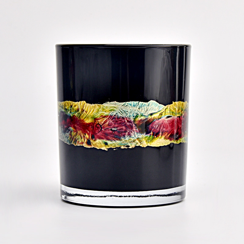 Luxury Black Glass Candle Jars Custom Printing 10oz Glass Candle Vessels Luxury Black Glass Candle Jars Custom Printing 10oz Glass Candle Vessels
